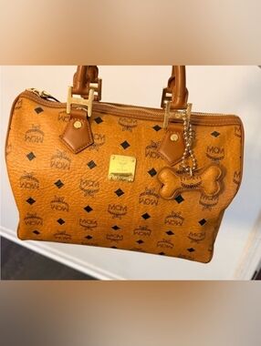 EUC MCM Boston Satchel Bag - Cognac Visetos w GHW